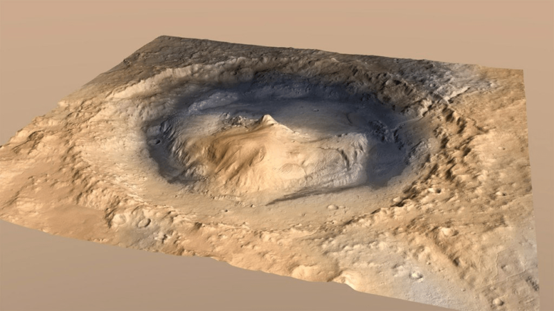 Oblique View of Gale Crater, Mars