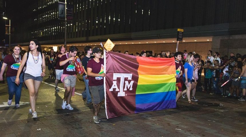 Dozens of Aggies took part in Pride Houston events, including the Pride Parade.