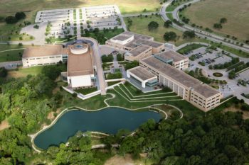 aerial view of the Bush Center on the Texas A&M campus