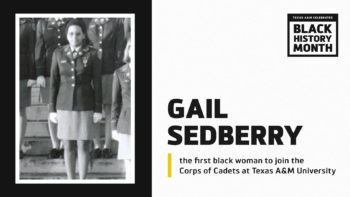 Black History Month Banner - First African American Woman to join Corps of Cadets at TAMU