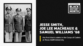 Black History Month Banner Showing the first African American Corps of Cadets members