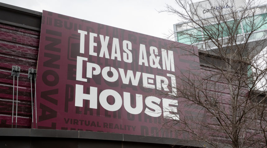 Flemings in Downtown Austin transformed into Texas A&M [Power] House at SXSW.