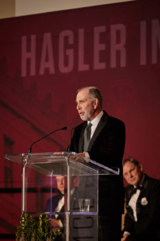President Michael K. Young noted the significant number of international collaborations in the incoming class of Hagler Faculty Fellows.