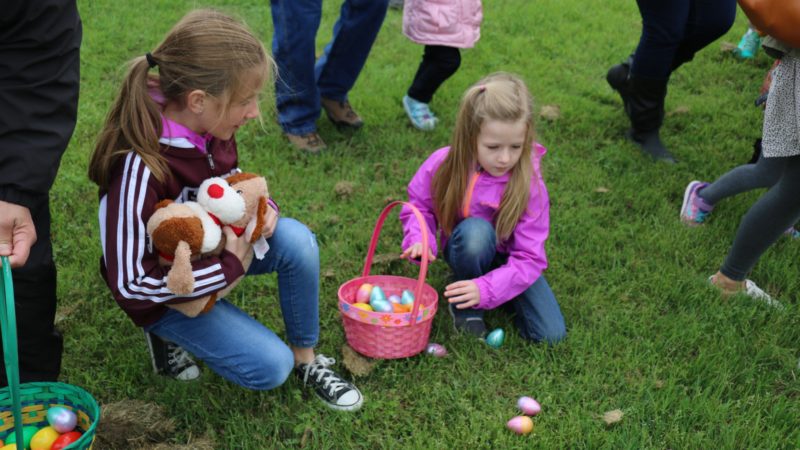 Children collect Easter eggs at the 2016 Easter Celebration.