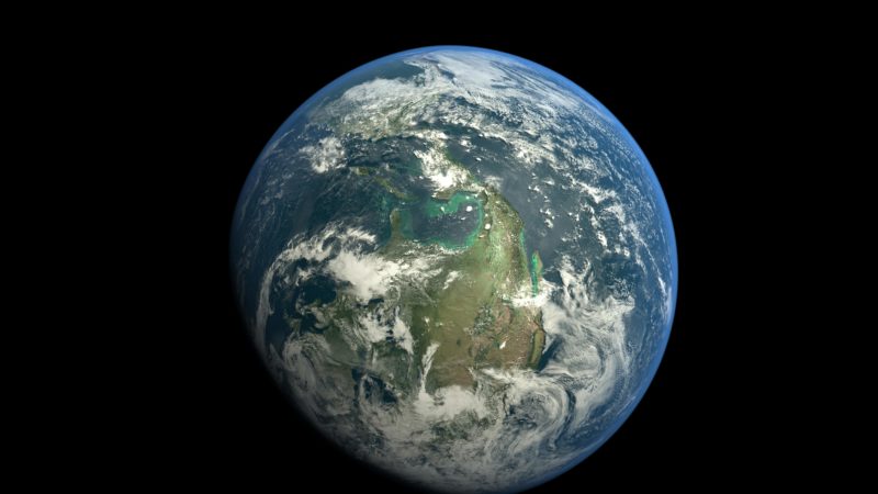 Planet Earth Against Black Background