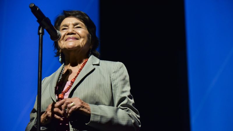 Dolores Huerta speaks on stage at The United State of Women Summit 2018 - Day 1 on May 5, 2018 in Los Angeles, California. (Photo by Rodin Eckenroth/Getty Images)