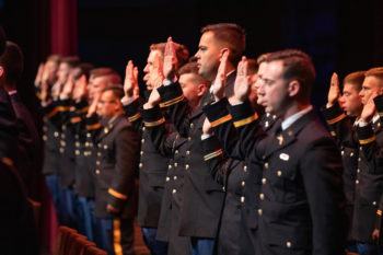 Cadets swearing the Oath of Commissioned Officers