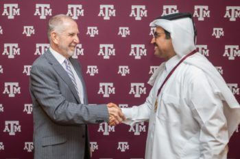 Texas A&M President Michael K. Young and His Excellency Mohammed bin Saleh Abdulla Al-Sada.