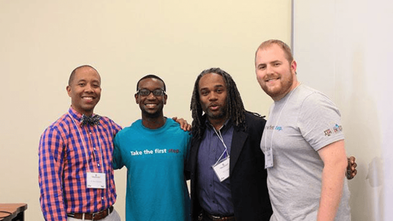 From left: Marc Grimmett, keynote speaker; Dmitri Westbrook, assistant coordinator of the Office of Consensual Language, Education, Awareness and Relationships (CLEAR); Eric Johnson, senior pastor of Optimum Life Church in Houston and Ryan Jackson, assistant coordinator of CLEAR.