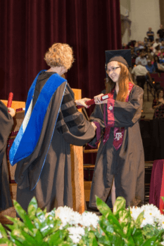 College of Liberal Arts commencement ceremony, May 16; Jett receives her bachelor of science in psychology