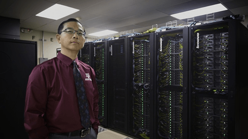 Honggao Liu, director of High Performance Research Computing, with the Terra system.