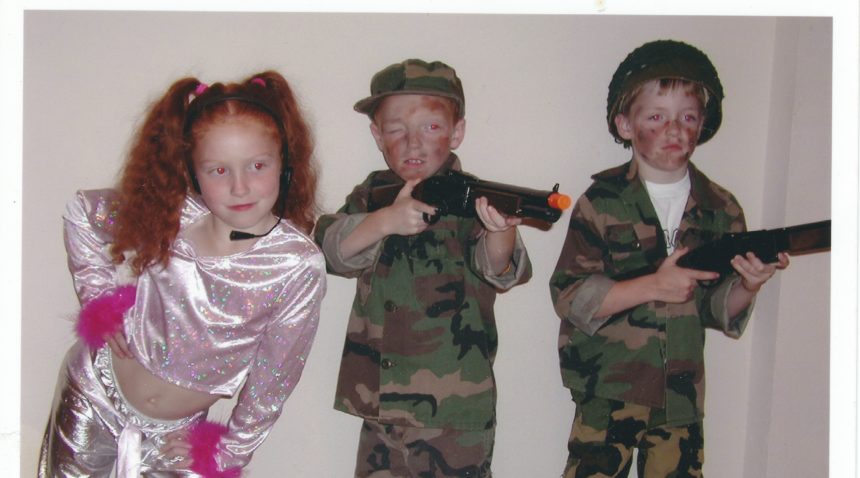 Barnes triplets at halloween as a pop star and soldiers
