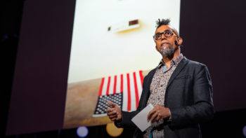 Dread Scott speaks during the Unplugged Session at TED2018 - The Age of Amazement, April 10 - 14, 2018, Vancouver, BC, Canada.