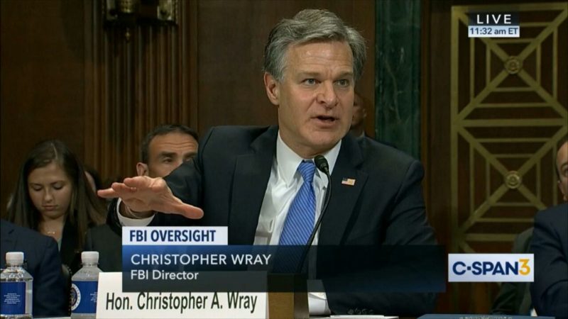 FBI Director Christopher Wray testifying before the House Judiciary committee on C-SPAN3 on July 23, 2018