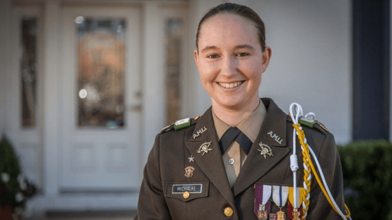 Alyssa Marie Michalke posing in uniform