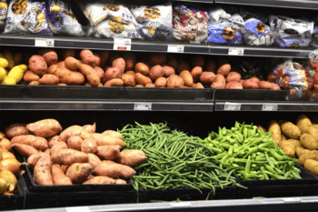 fruits and vegetables in grocery store