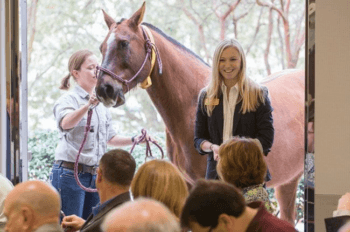 Student Alycia Crandall's presentation included a horse