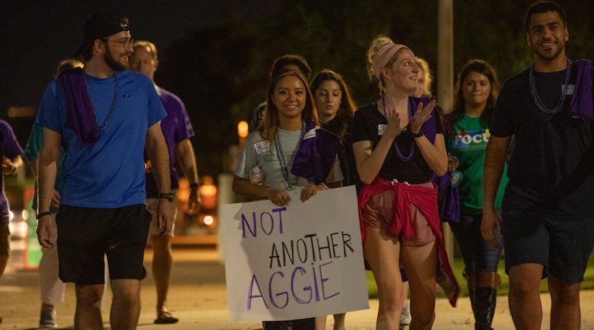 students walking at 2019 ‘Not Another Aggie’ Suicide Awareness Walk
