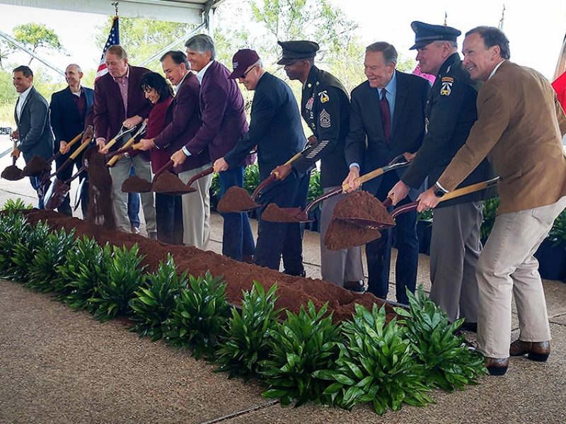 Officials break ground on the new Bush Combat Development Complex, named in honor of former President George H.W. Bush.