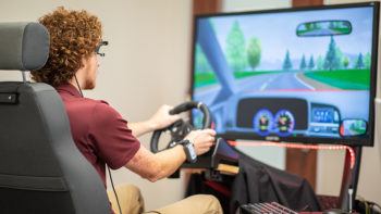 Male uses driver simulation