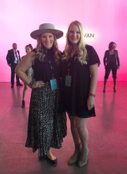 Marketing students Addison Holcomb (left) and Shannon Perkins (right) at New York Fashion Week.