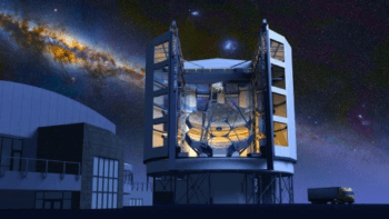 The Giant Magellan Telescope, against the southern Milky Way, as it will appear when completed early next decade.