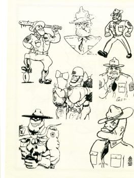 Various illustrations of Ol' Sarge over the years