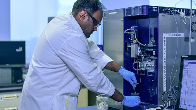 Professor Nimir O. Elbashir working in a lab
