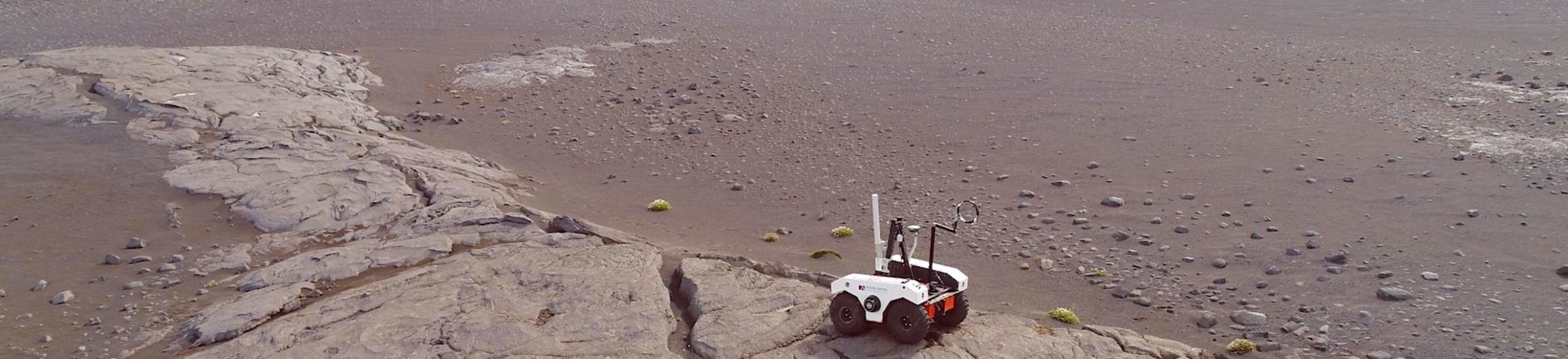 Ariel view of a rover in Iceland