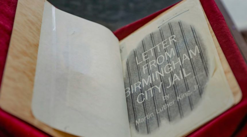martin luther king's letter to birhingham city jail on display