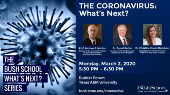 graphic for coronavirus event with speaker photos