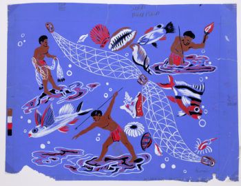 John “Keoni” Meigs, painting for Waikiki Reef, c. late 1940s; gouache on paper, 24 x 30 inches; © Keoni Collection.