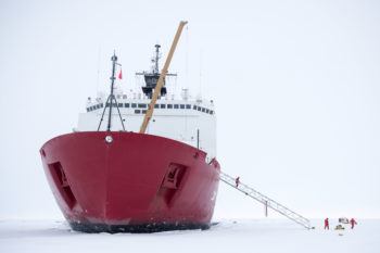 large ship in arctic ocean