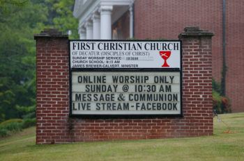 message board outside church advertising online worship only