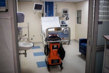 a robot in a hospital room