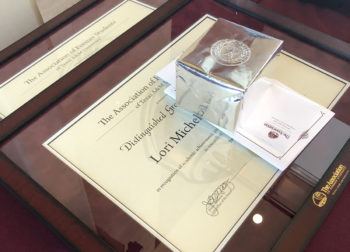 a photo of the framed award given to honorees