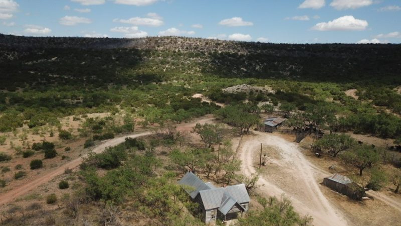 aerial view of a histori chome on a ranch