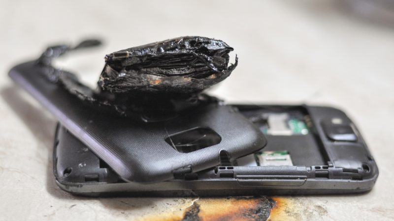 exploded mobile phone battery