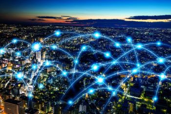 Smart city and telecommunication network concept illustration