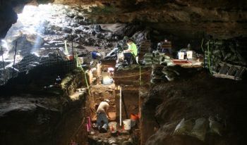 a photo of the excavation of Hall's Cave