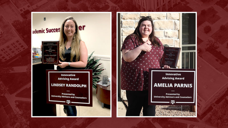side by side photos of the Innovative Advising Award winners Lindsey Randolph and Amelia Parnix