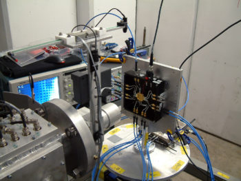 A SpaceX device undergoing testing within the Cyclotron Institute's Radiation Effects Facility.