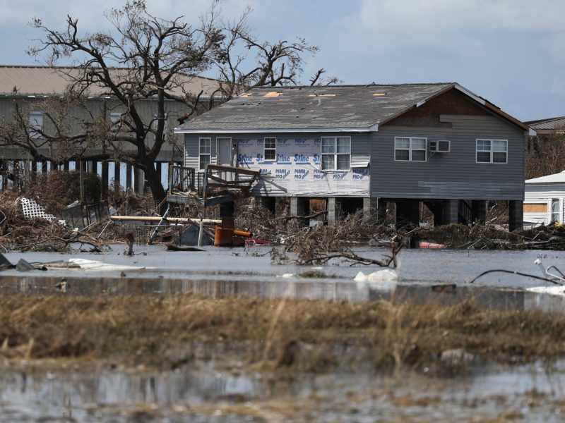 homes damaged by Hurricane Laura in Cameron, Louisiana