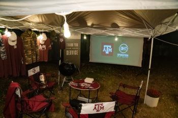 a photo showing the prizes for Max Kutch including an A&M tent, apparel and an outdoor screen