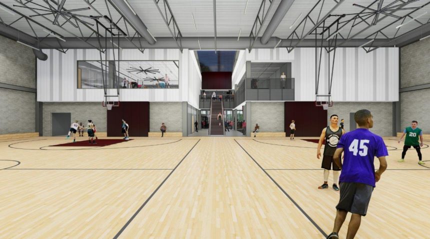 interior rendering of basketball court area