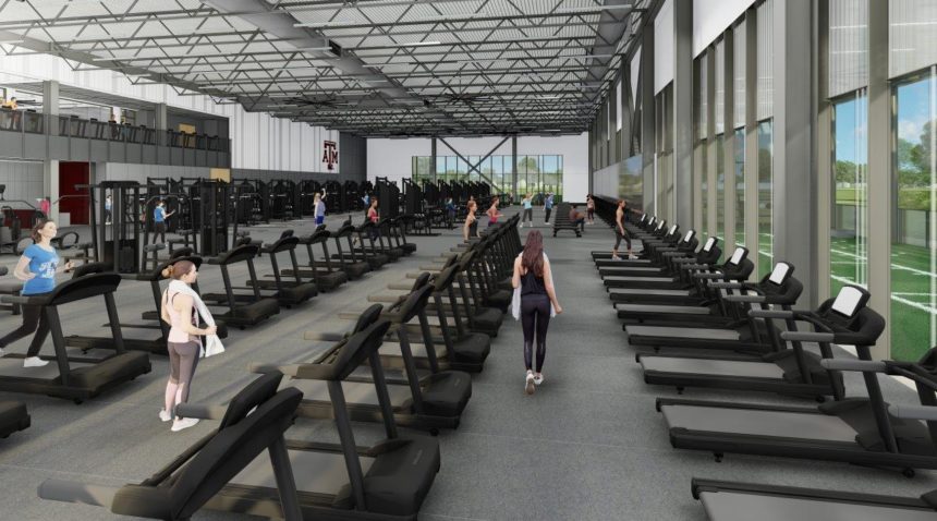 interior rendering view of room with treadmills