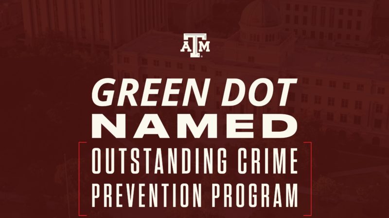 a graphic reading Green Dot Named Outstanding Crime Prevention Program