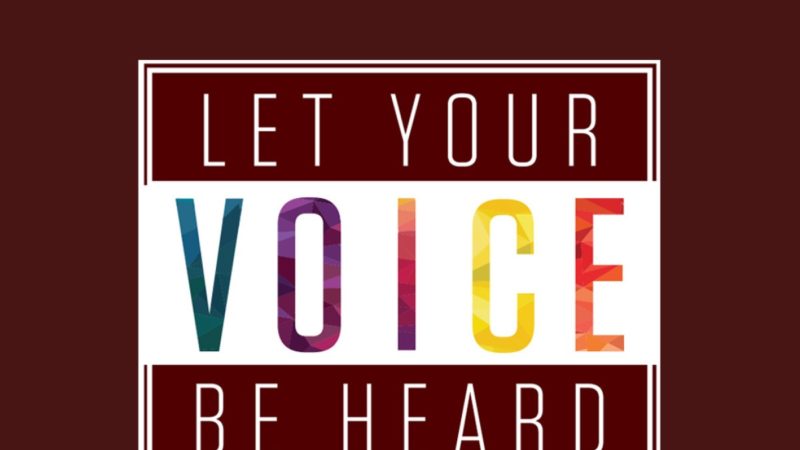 A graphic that reads Let Your Voice Be Heard