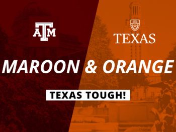 graphic that reads "maroon & orange" texas tough