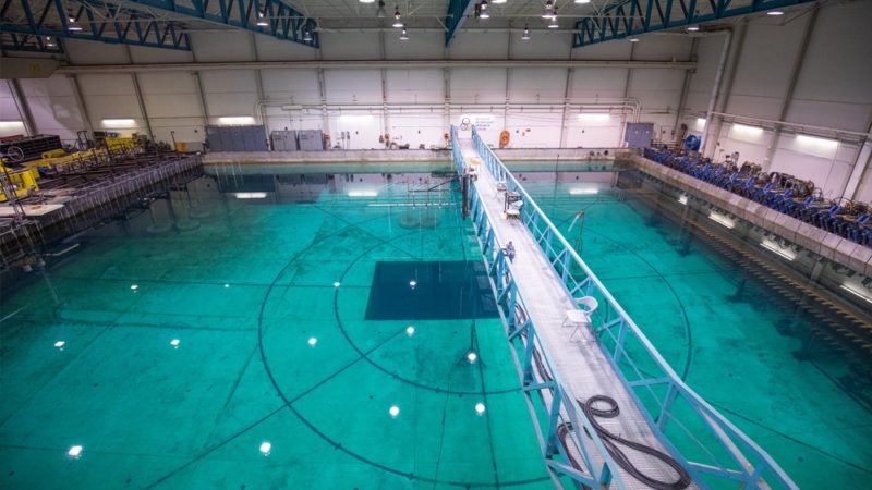overhead view of a large indoor pool